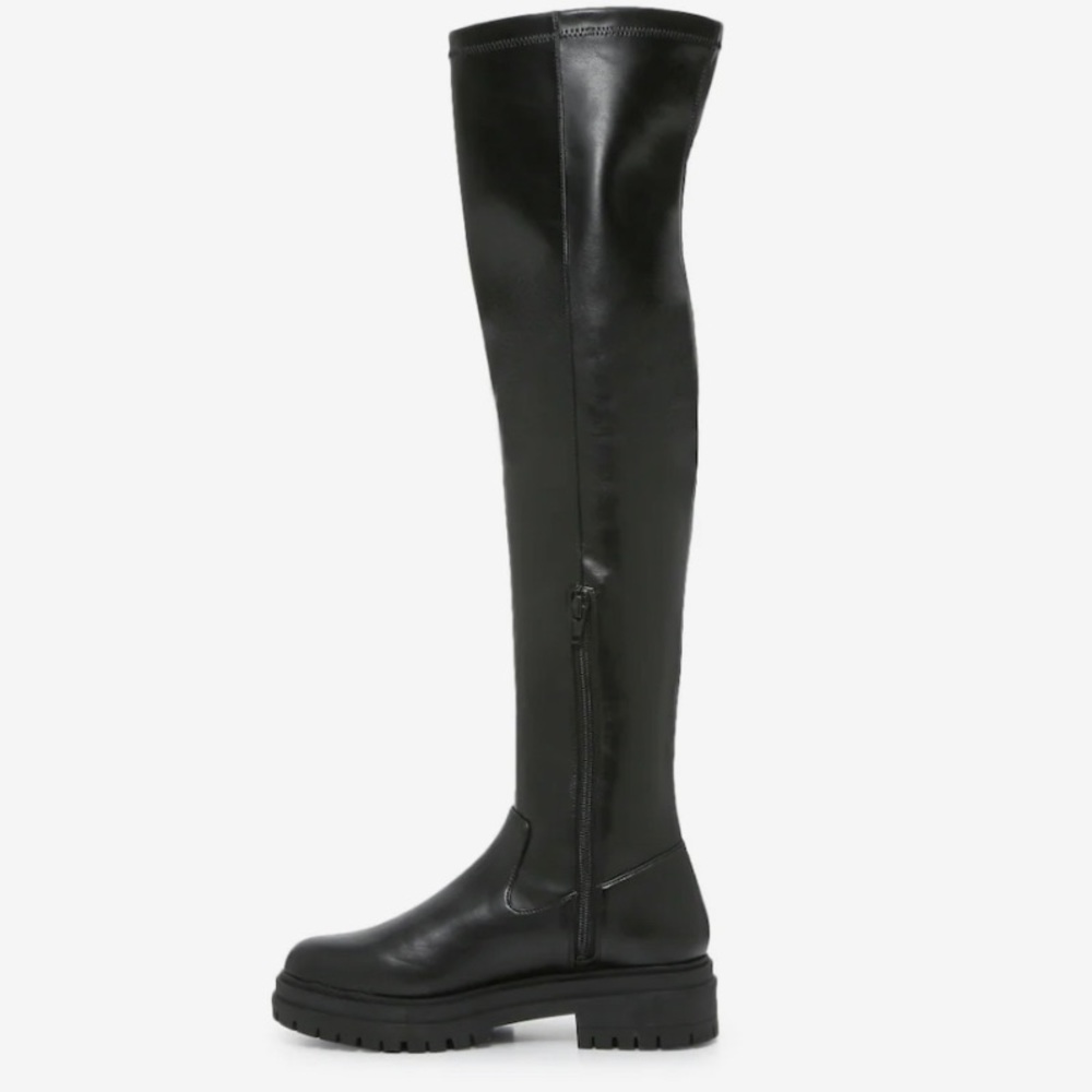 Over-the-knee lug sole boot
